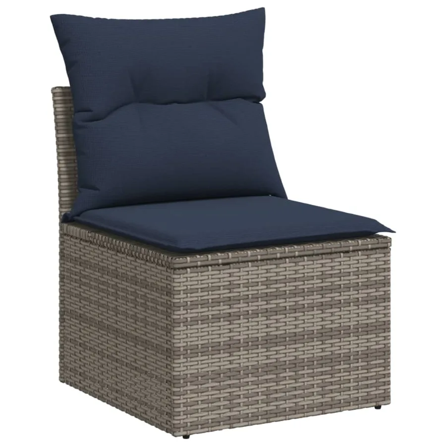 Ensemble de canapé de jardin 5 pcs avec coussins gris résine tressée - 4
