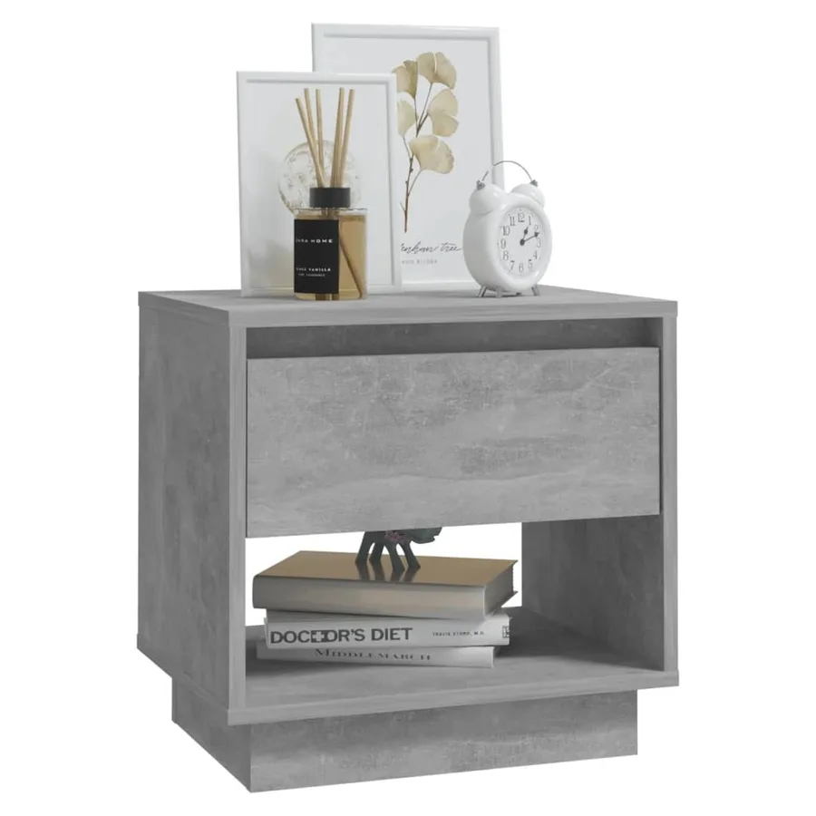 Table de chevet Gris béton 45x34x44 cm Bois d'ingénierie - 3