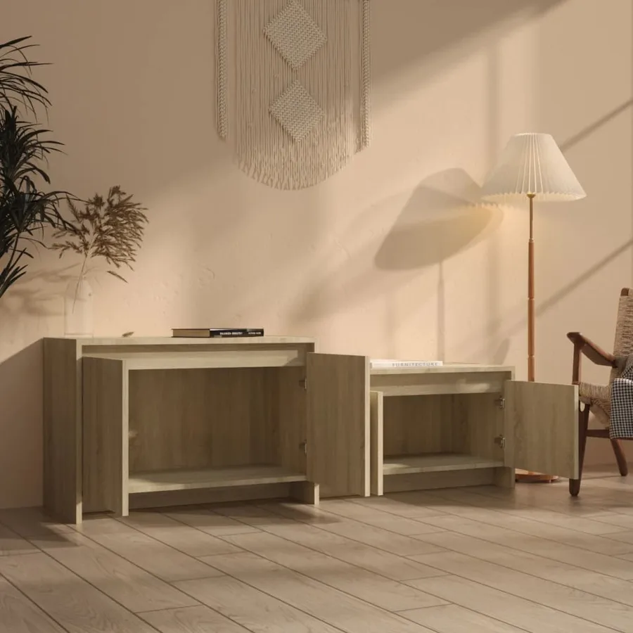 Meuble TV Chêne sonoma 146,5x35x50 cm Bois d'ingénierie - 3