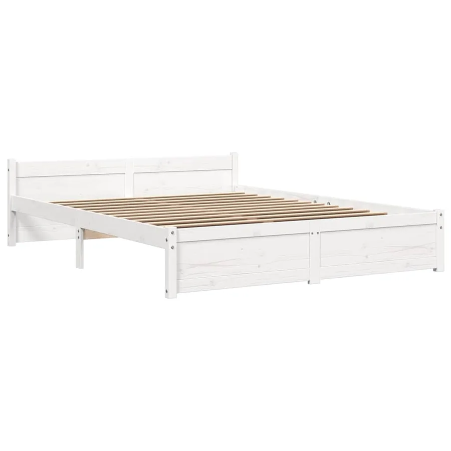 Cadre de lit sans matelas blanc bois massif 150x200 cm - 3