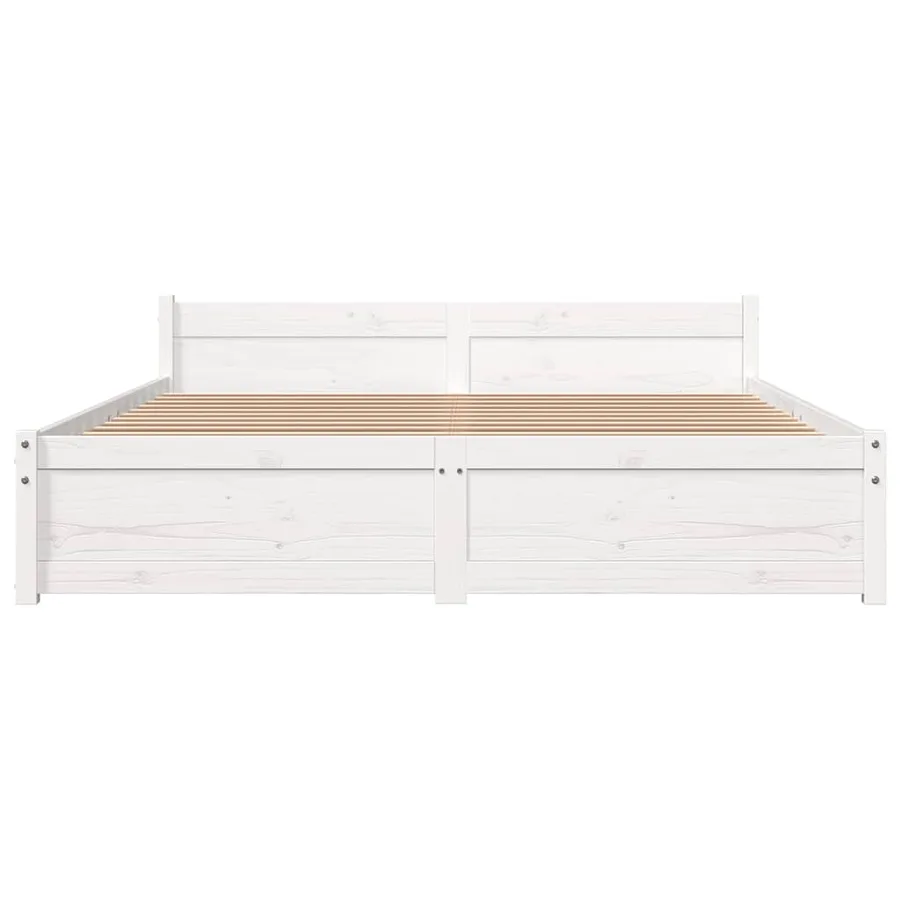 Cadre de lit sans matelas blanc bois massif 150x200 cm - 4