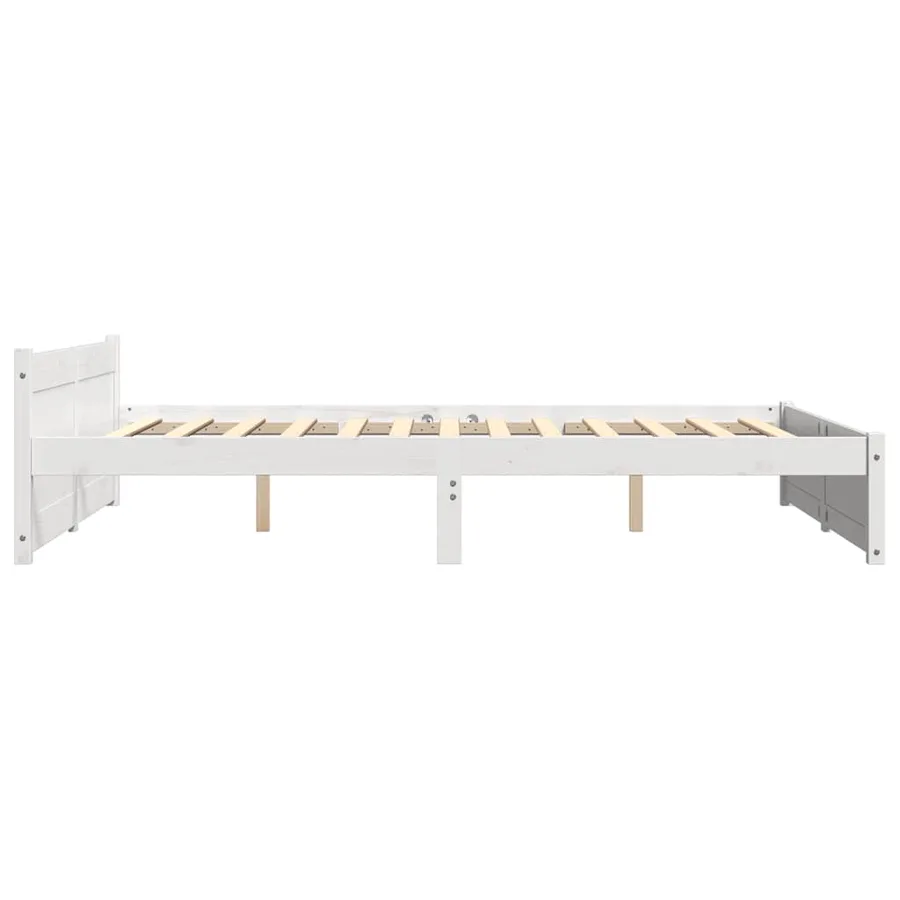 Cadre de lit sans matelas blanc bois massif 150x200 cm - 5