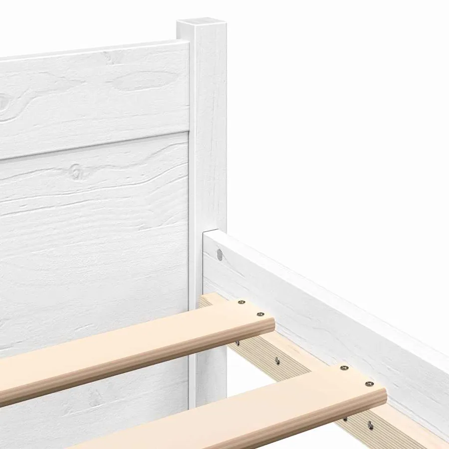 Cadre de lit sans matelas blanc bois massif 150x200 cm - 6