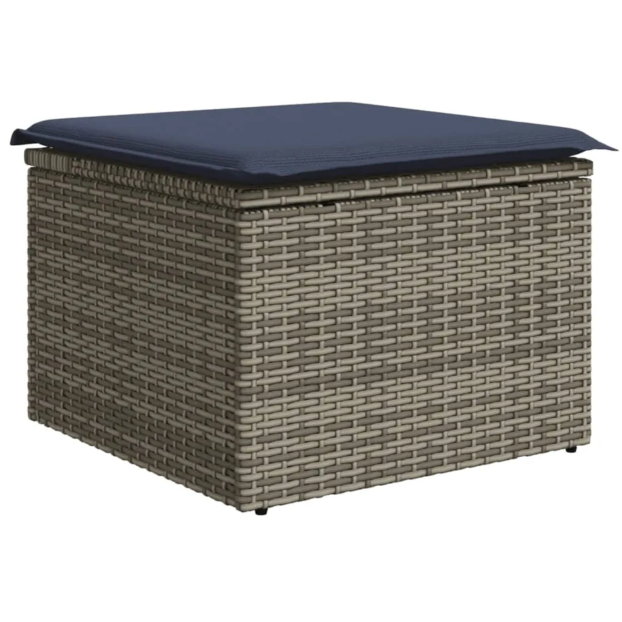 Ensemble de canapé de jardin 8 pcs avec coussins gris résine tressée - 5