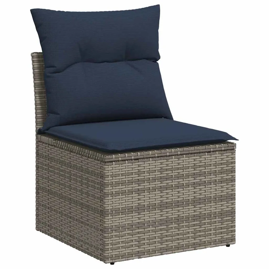 Ensemble de canapé de jardin 11 pcs avec coussins gris résine tressée - 3