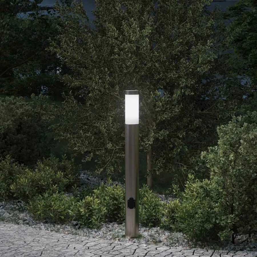 Borne lumineuse avec sortie 80 cm en acier inoxydable IP44
