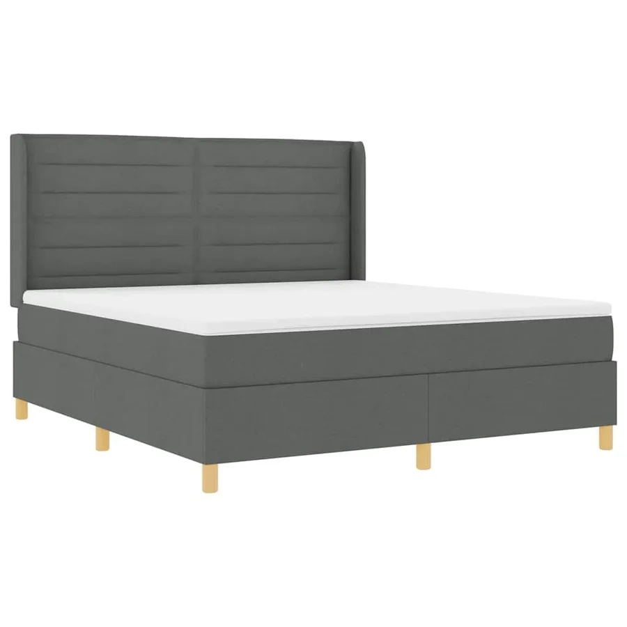 Lit à ressorts avec matelas Gris foncé 180 x 200 cm tissu - 4