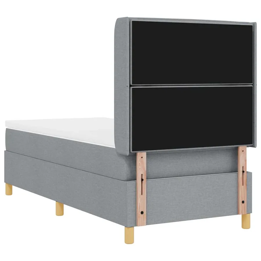Lit à ressorts avec bandes LED Gris clair 80 x 200 cm tissu - 10