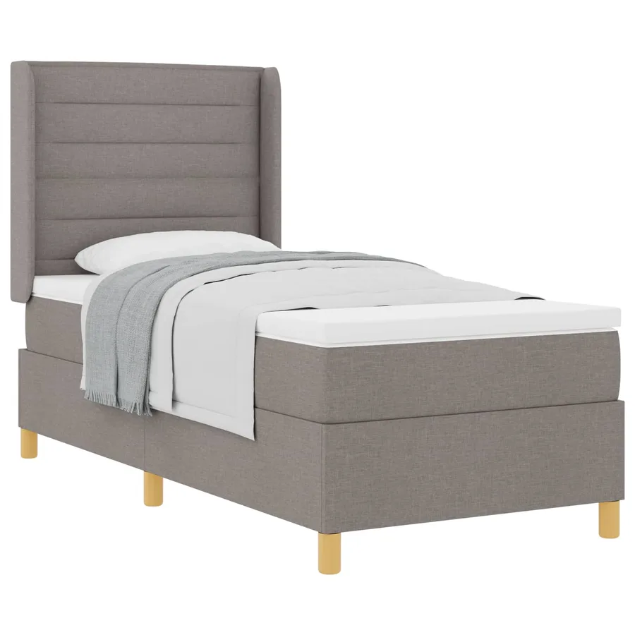 Lit à ressorts avec matelas Taupe 80 x 200 cm tissu - 2