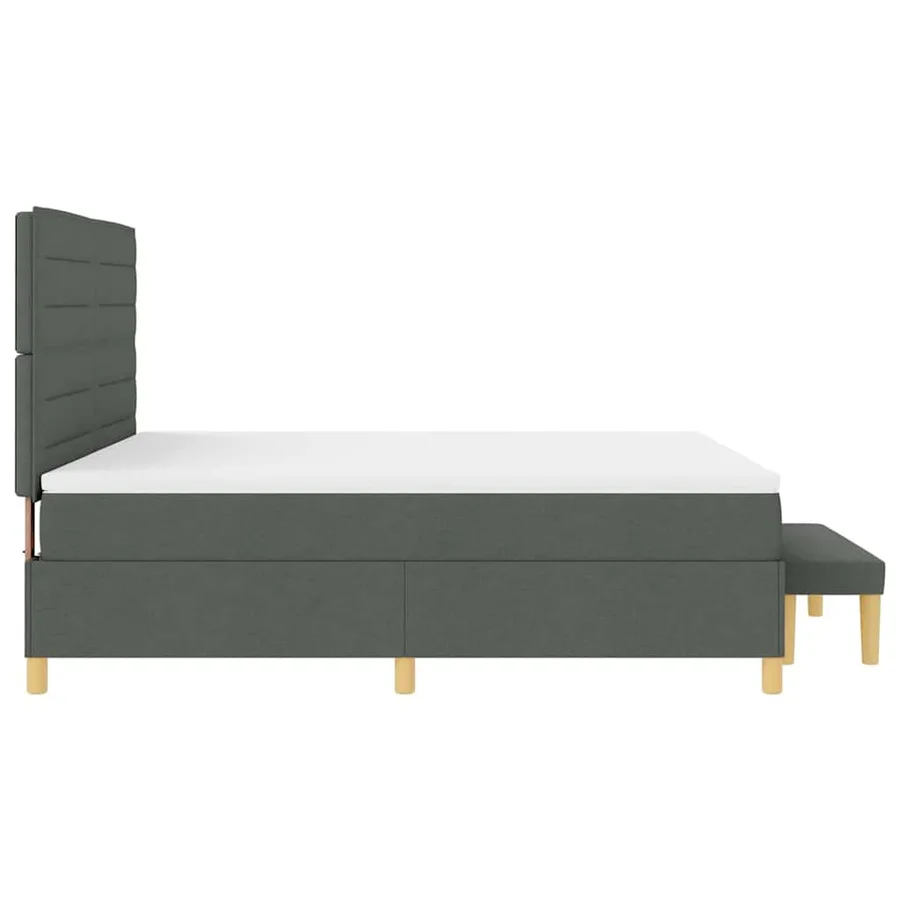 Lit à ressorts avec tête de lit Gris foncé 200 x 180 cm tissu - 9