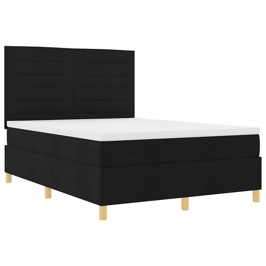 Lit à ressorts avec matelas Noir 160 x 200 cm tissu - 5