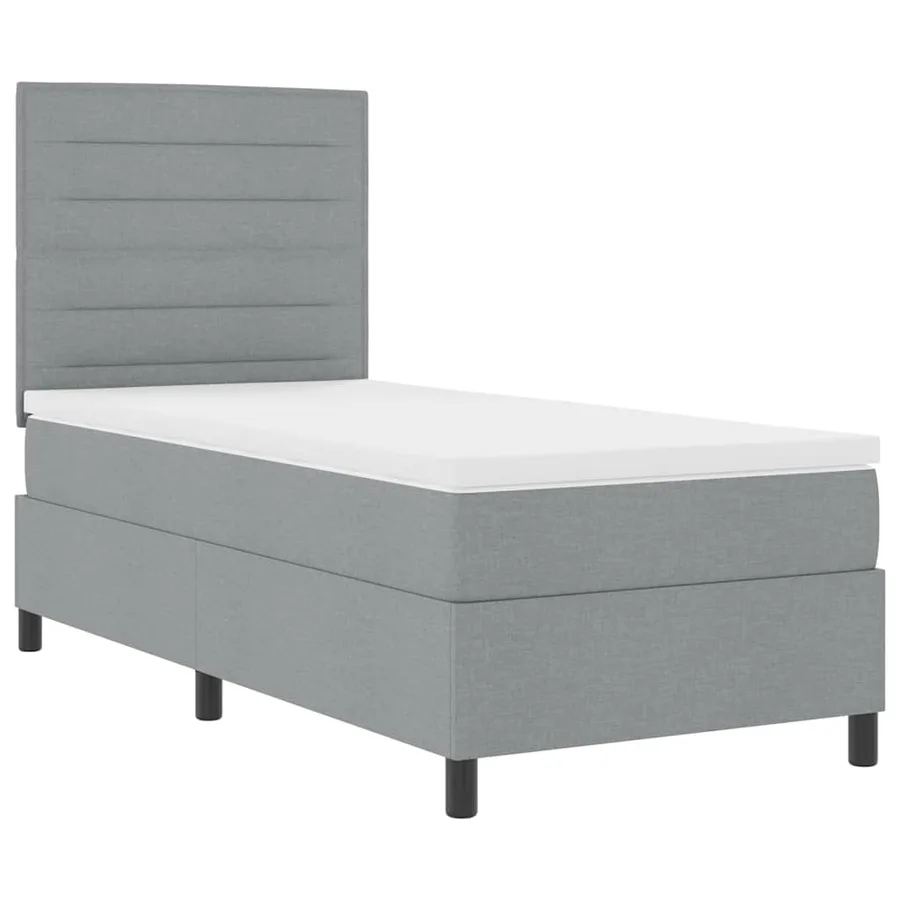 Lit à ressorts avec matelas Gris clair 80 x 200 cm tissu - 6