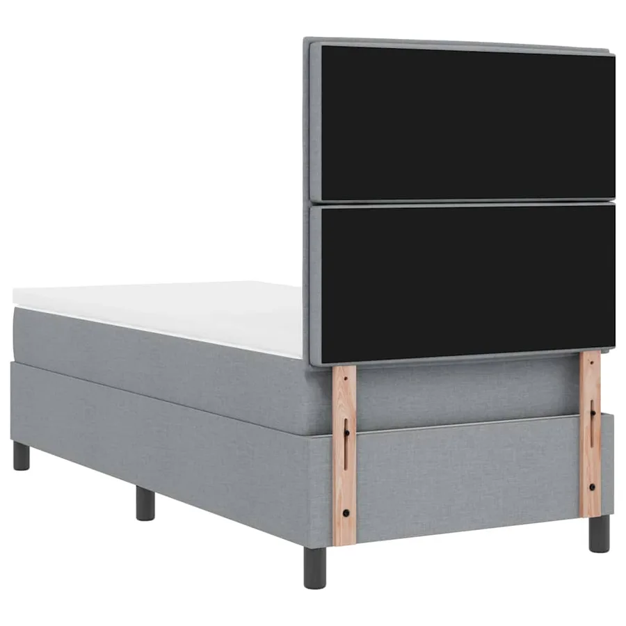 Lit à ressorts avec matelas Gris clair 80 x 200 cm tissu - 8