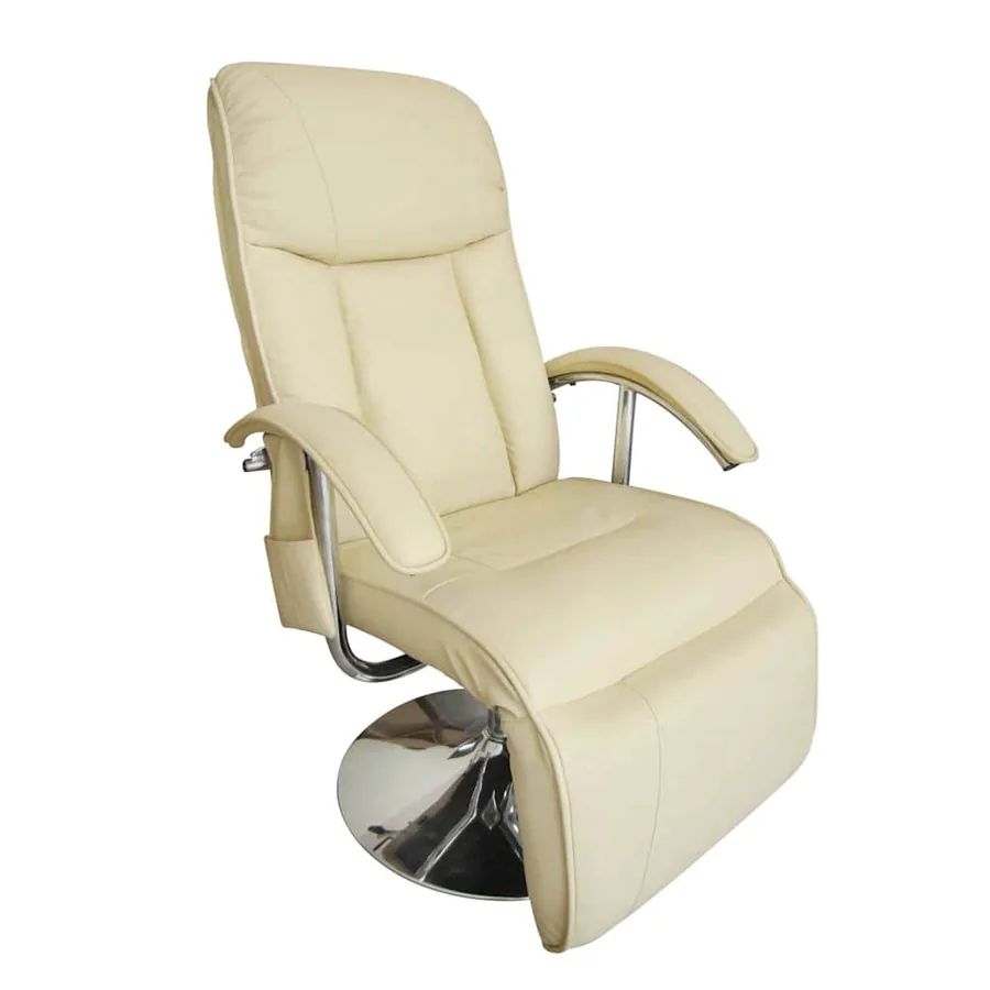 Massage Recliner Chair Cream White Faux Leather