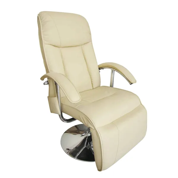 Massage Recliner Chair Cream White Faux Leather