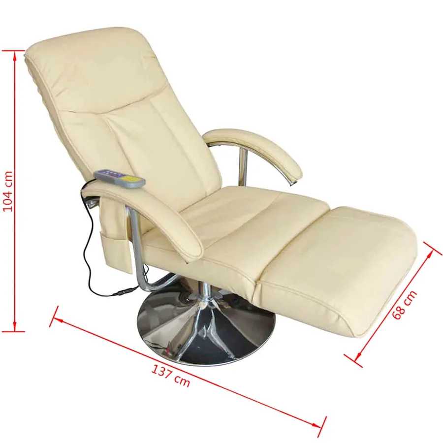 Fauteuil de massage blanc crème similicuir - 4