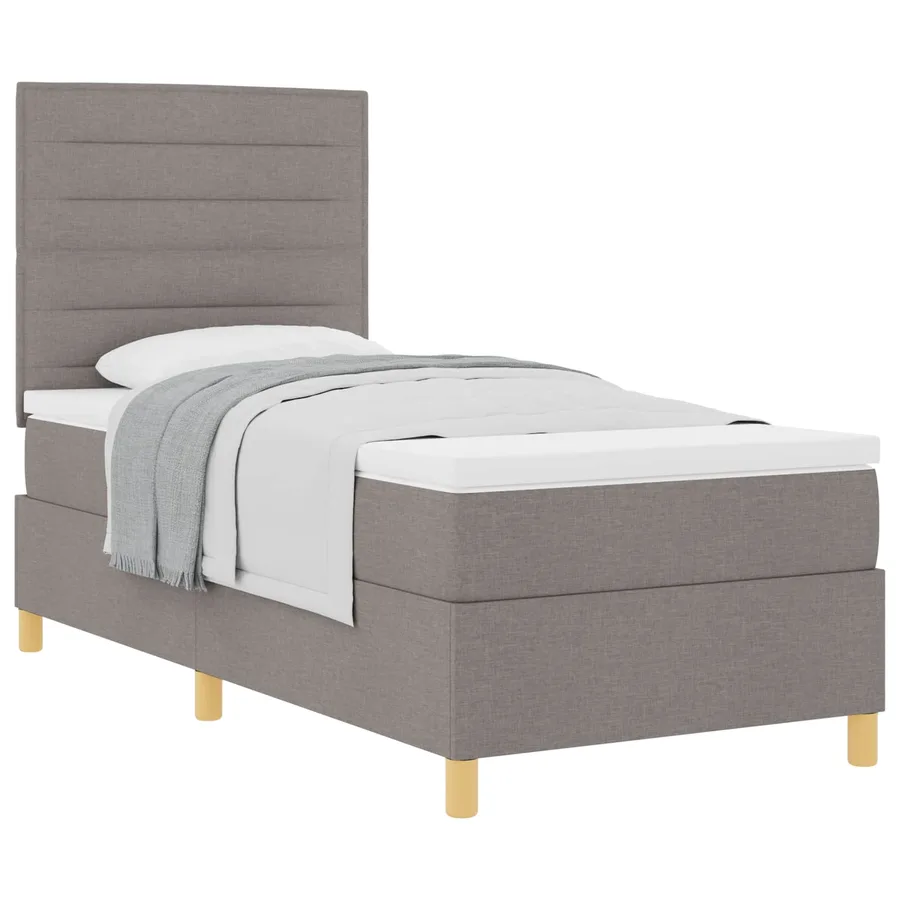 Lit à ressorts avec matelas Taupe 80 x 200 cm tissu - 2