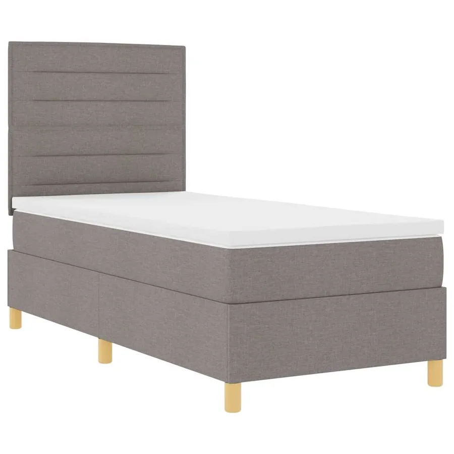 Lit à ressorts avec matelas Taupe 80 x 200 cm tissu - 5