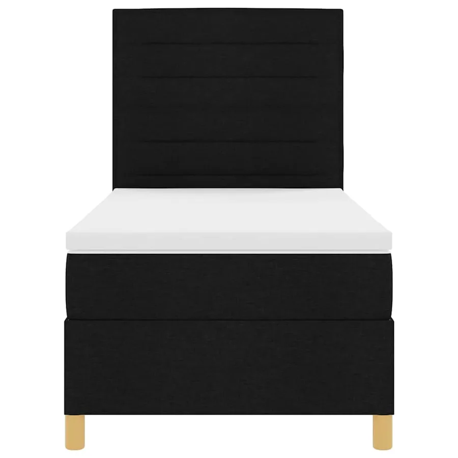Lit à ressorts avec matelas Noir 80 x 200 cm tissu - 7