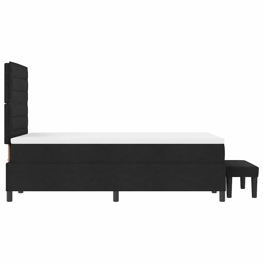 Lit à ressorts avec tête de lit Noir 120 x 190 cm tissu - 9