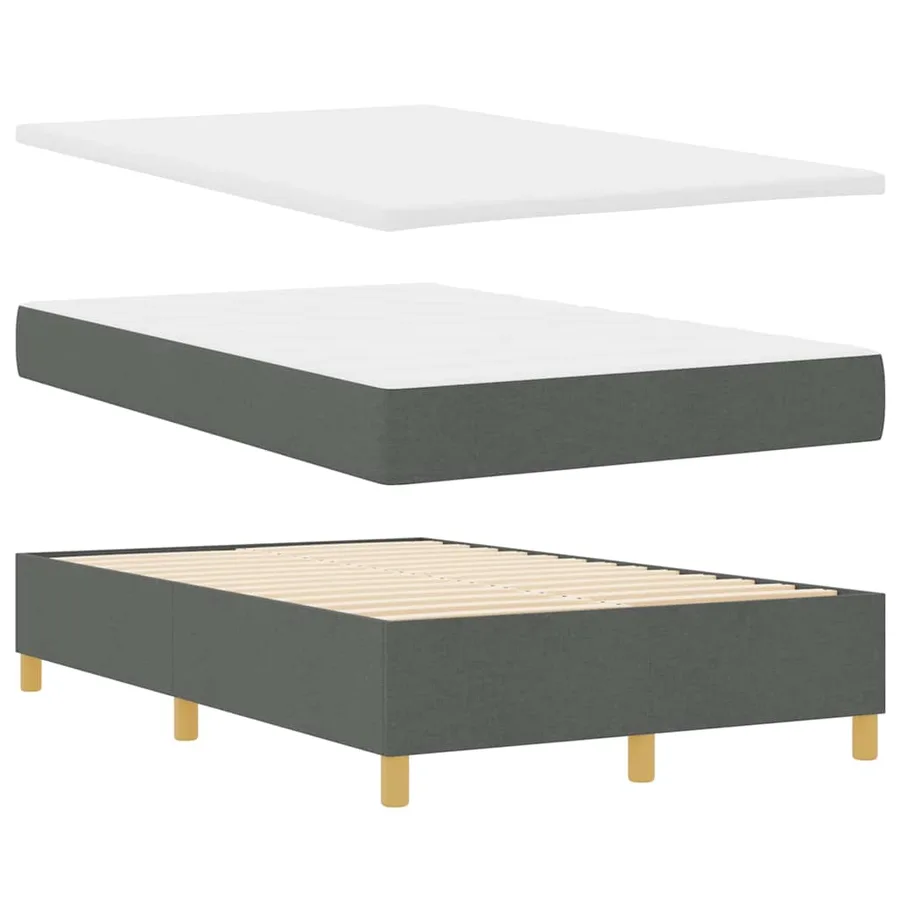 Lit à ressort LED avec matelas Gris foncé 120 x 190 cm tissu - 7