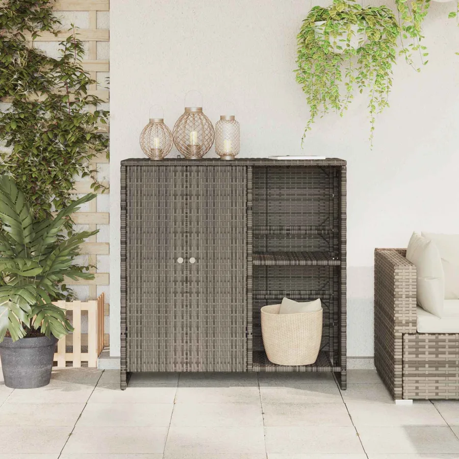 Armoire de rangement avec étagère Gris 100 x 36 x 102 cm Rotin - 3