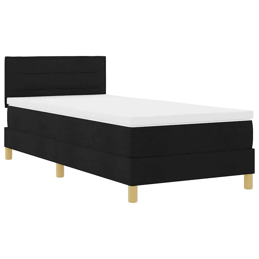 Lit à ressort LED avec bandes LED Noir 90 x 200 cm tissu - 2