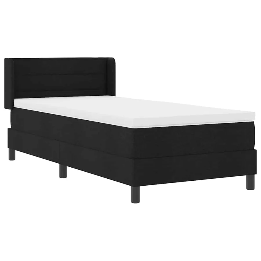 Lit à ressorts avec tête de lit Noir 200 x 90 cm tissu - 6
