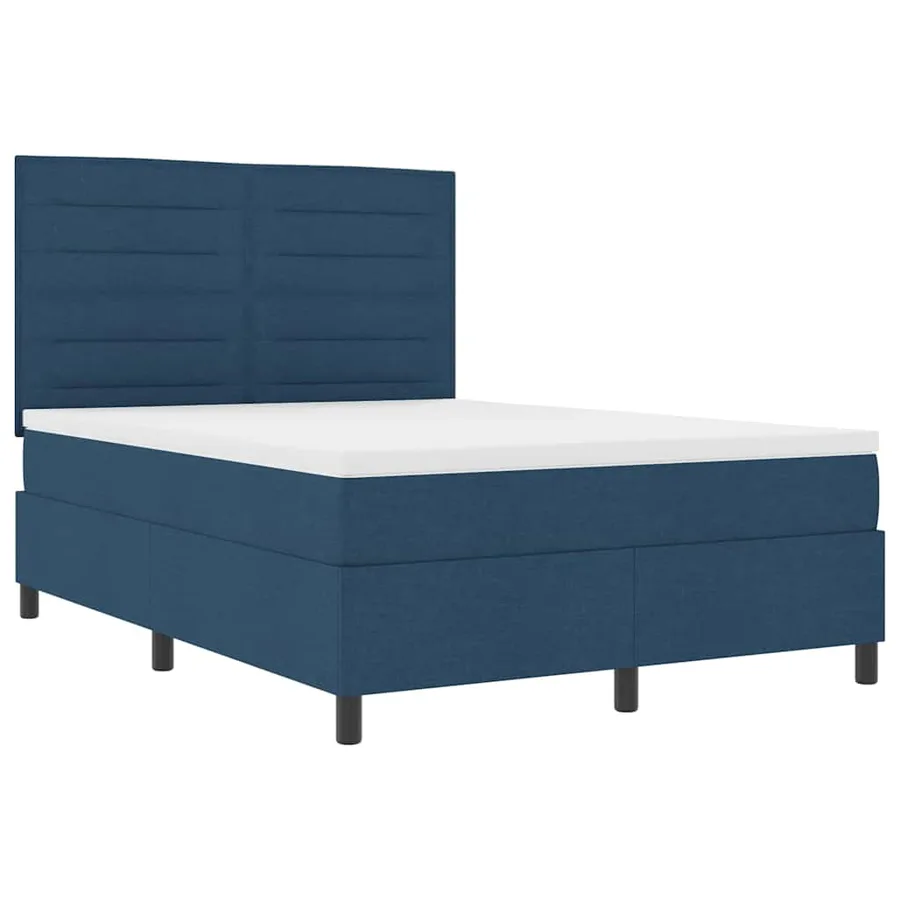 Lit à ressorts avec matelas Bleu 160 x 200 cm tissu - 5