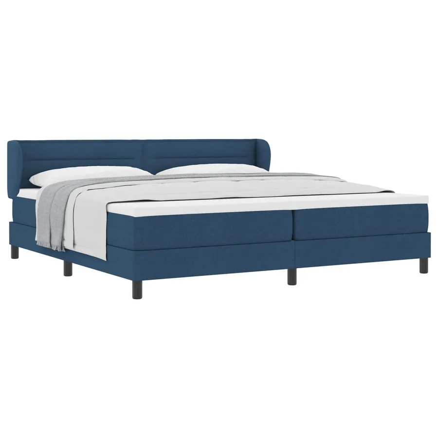 Lit à ressorts avec matelas Bleu 200 x 200 cm tissu - 2