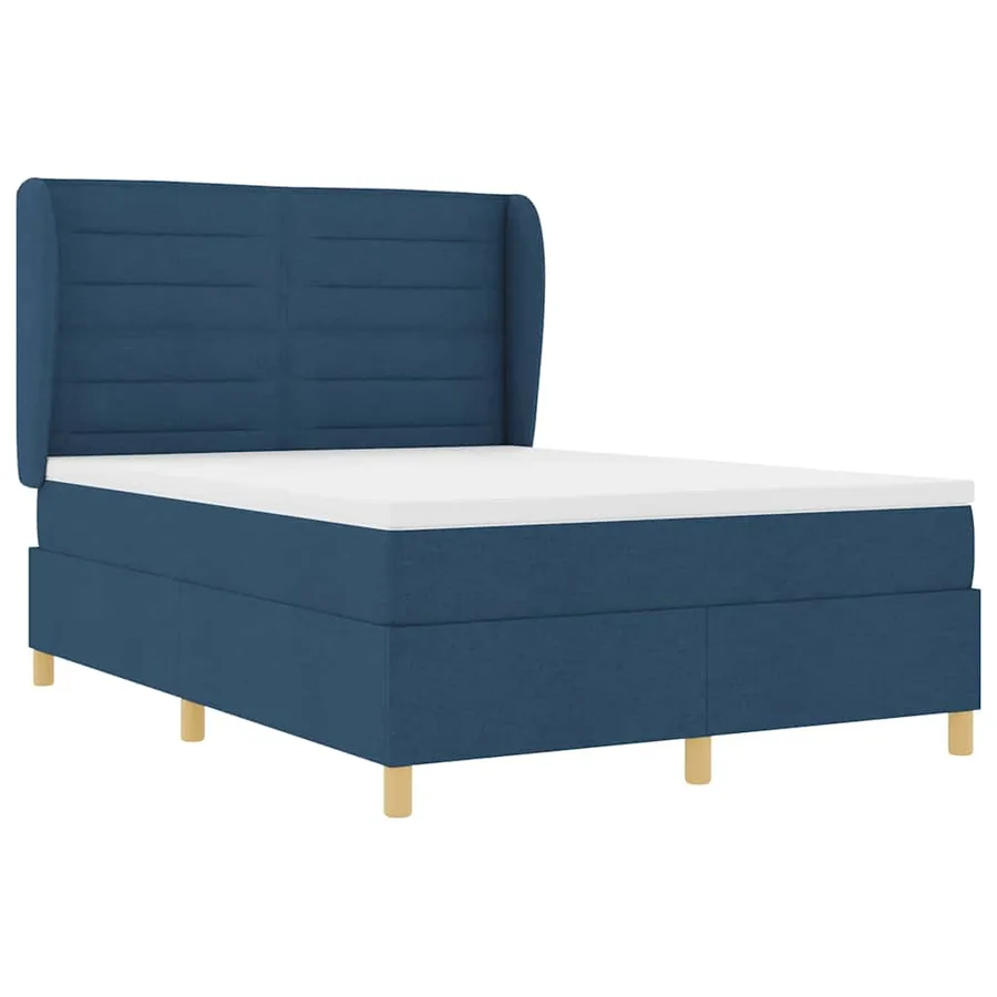 Lit à ressorts avec matelas Bleu 200 x 160 cm tissu - 5