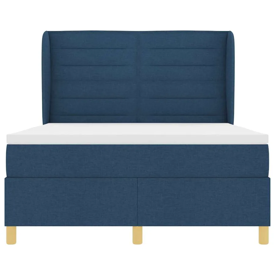 Lit à ressorts avec matelas Bleu 200 x 160 cm tissu - 7