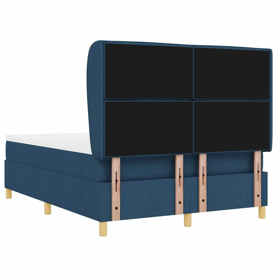 Lit à ressorts avec matelas Bleu 200 x 160 cm tissu - 9