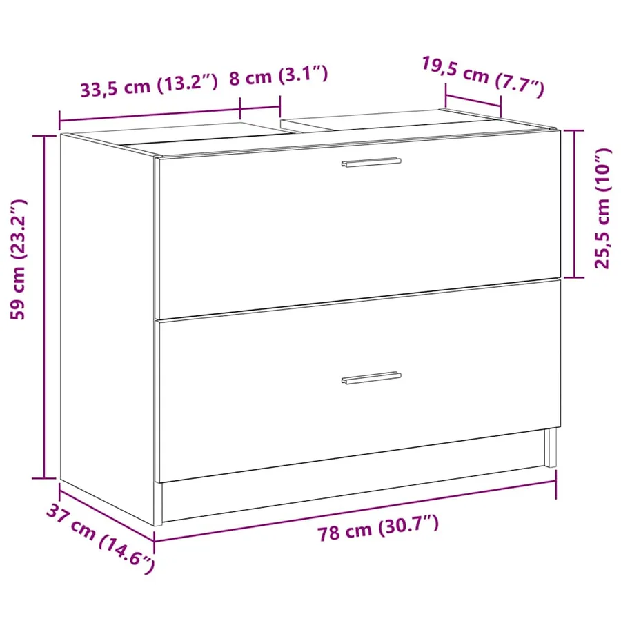 Cabinet de salle de bain Chêne artisanal 78 x 37 x 59 cm - 14