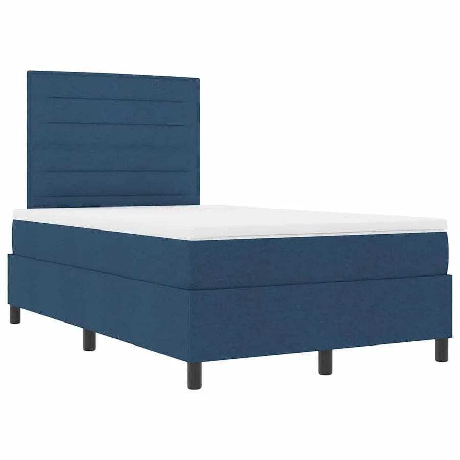 Lit à ressorts avec matelas Bleu 120 x 190 cm tissu - 5