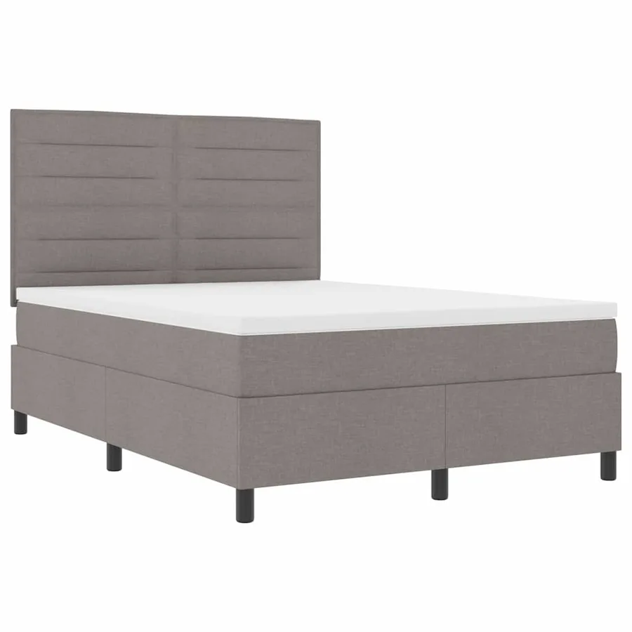 Lit à ressorts avec matelas avec LED Taupe 140 x 200 cm tissu - 6