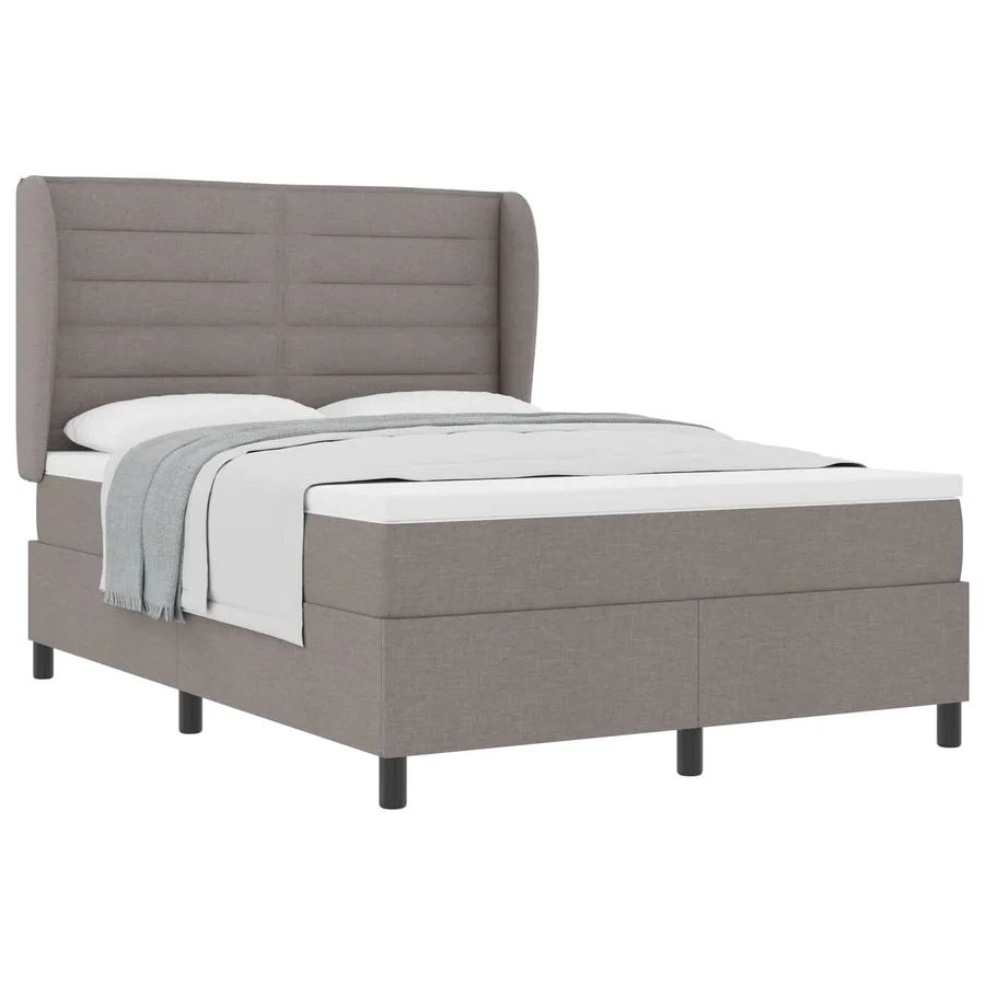 Lit à ressorts avec matelas Taupe 140 x 190 cm tissu - 2
