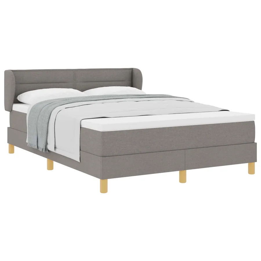 Lit à ressorts avec matelas Taupe 140 x 200 cm tissu - 2