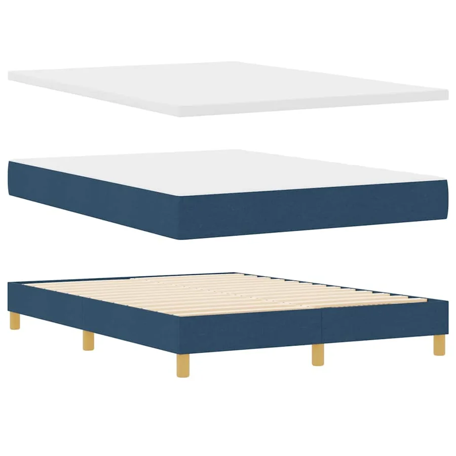 Lit à ressorts avec matelas Bleu 160 x 200 cm tissu - 4