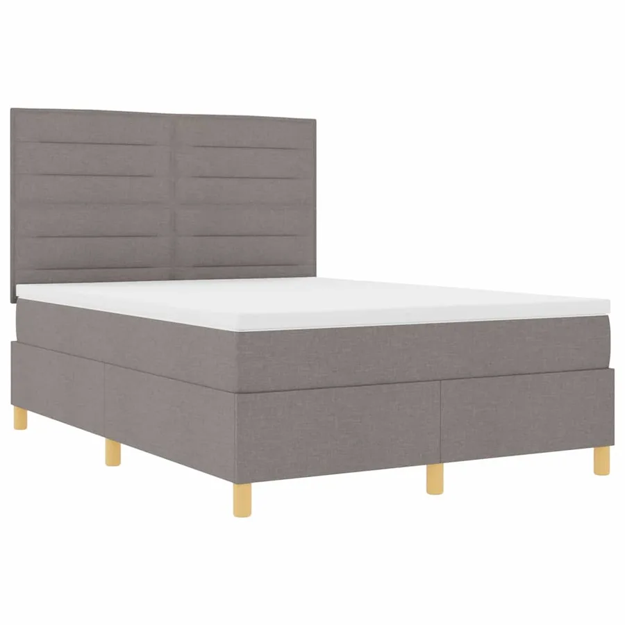 Lit à ressorts avec matelas Taupe 140 x 190 cm tissu - 5