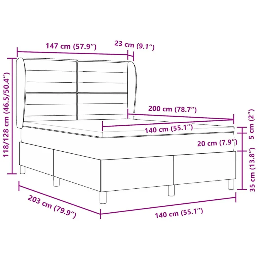 Lit à ressorts avec matelas Gris foncé 140 x 200 cm tissu - 11