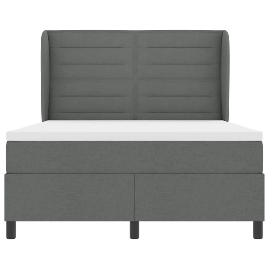 Lit à ressorts avec matelas Gris foncé 140 x 200 cm tissu - 7