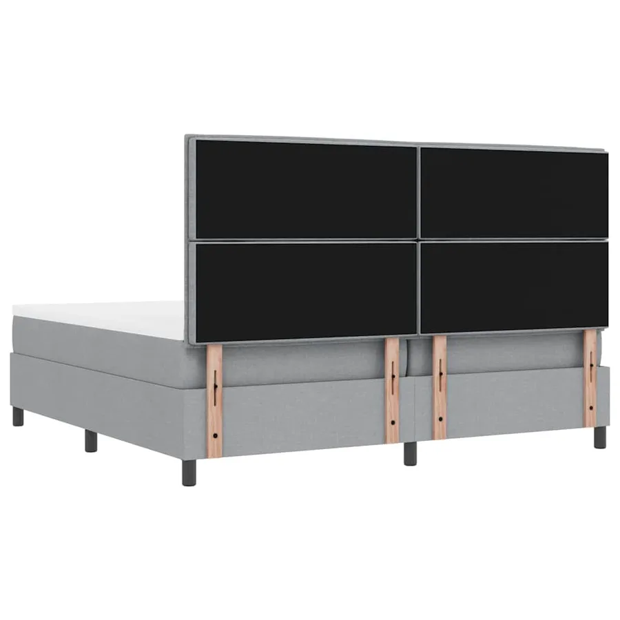Lit à ressorts avec tête de lit Gris clair 200 x 200 cm tissu - 10