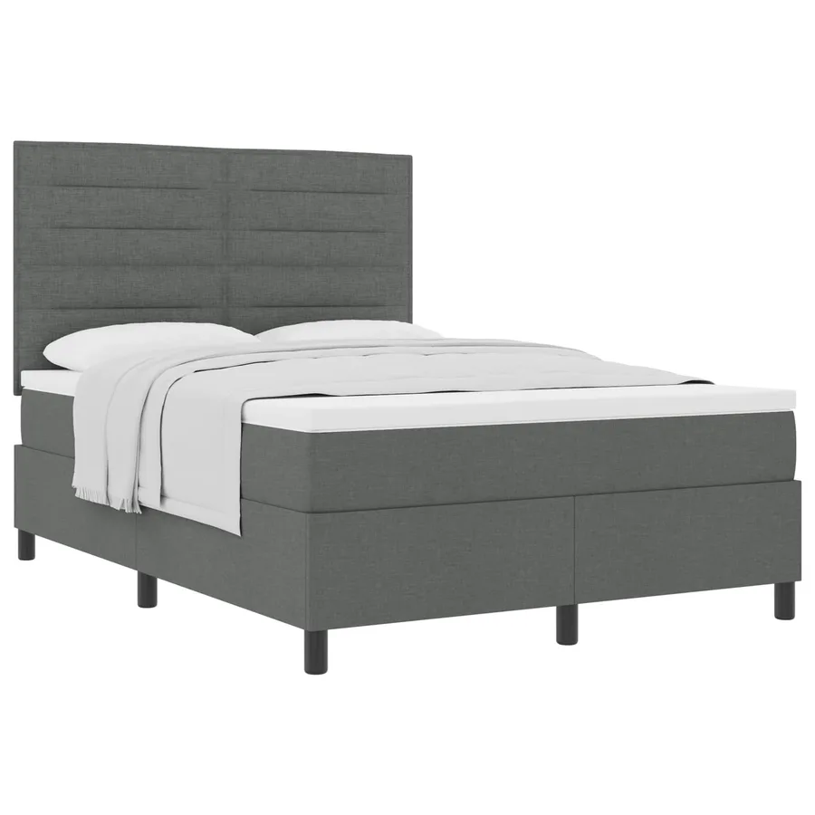 Lit à ressorts avec matelas Gris foncé 140 x 190 cm tissu - 2