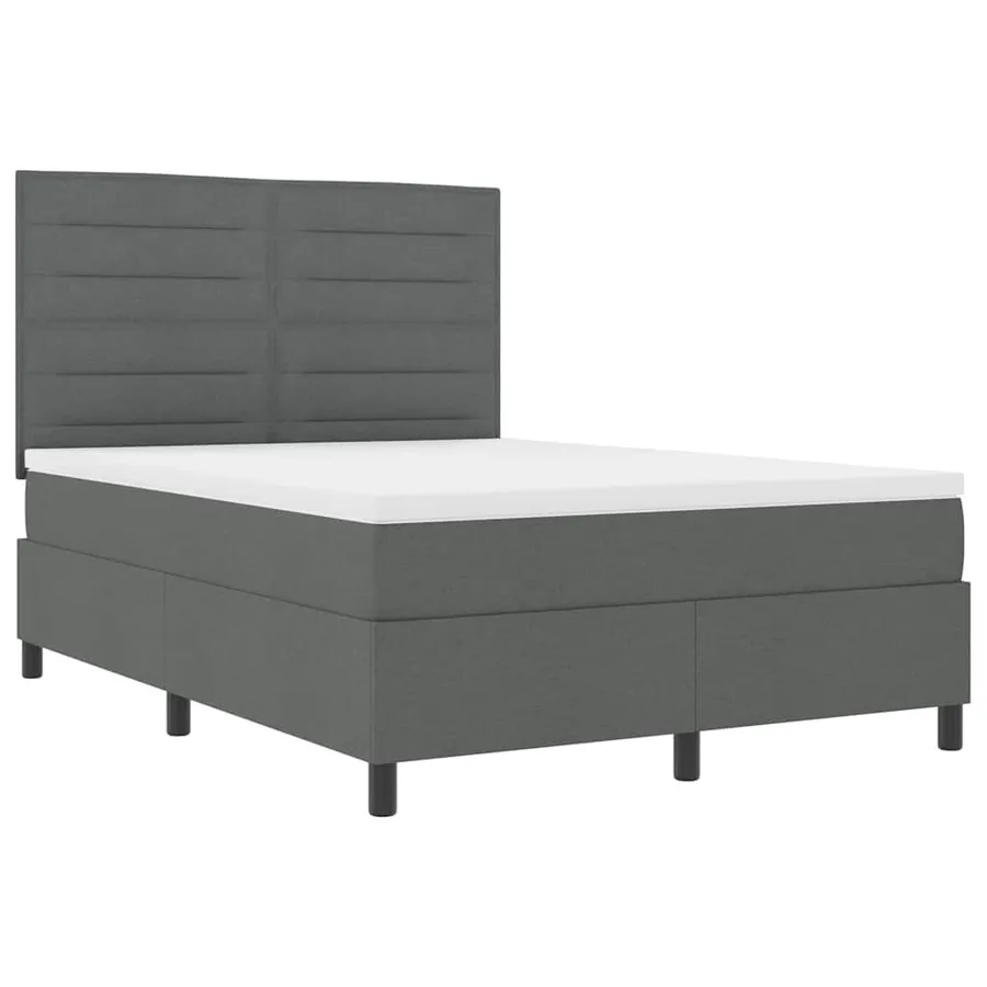 Lit à ressorts avec matelas Gris foncé 140 x 190 cm tissu - 5