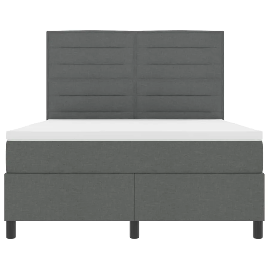 Lit à ressorts avec matelas Gris foncé 140 x 190 cm tissu - 7