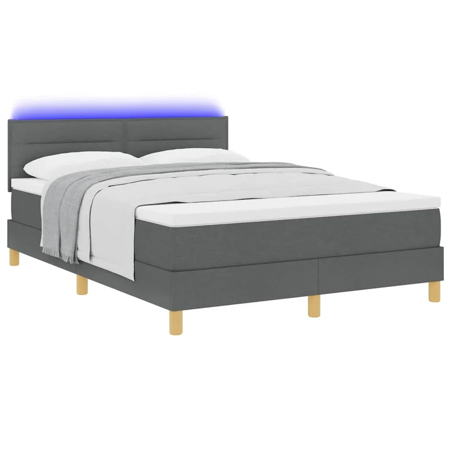 Lit à ressort LED avec bandes LED Gris foncé 140 x 200 cm tissu - 3