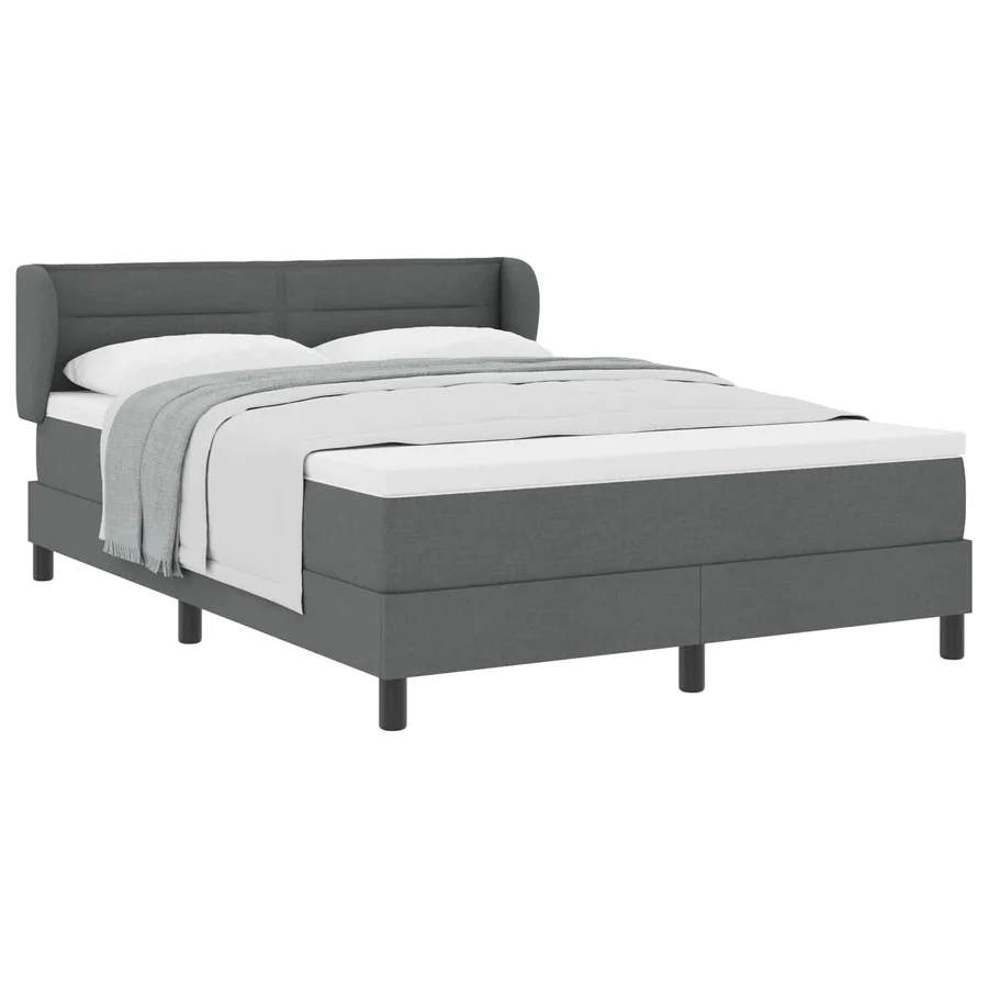 Lit à ressorts avec matelas Gris foncé 140 x 200 cm tissu - 2