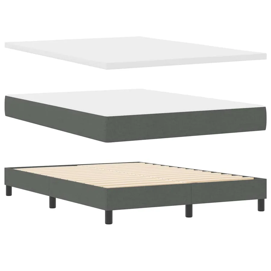 Lit à ressorts avec matelas Gris foncé 140 x 200 cm tissu - 4