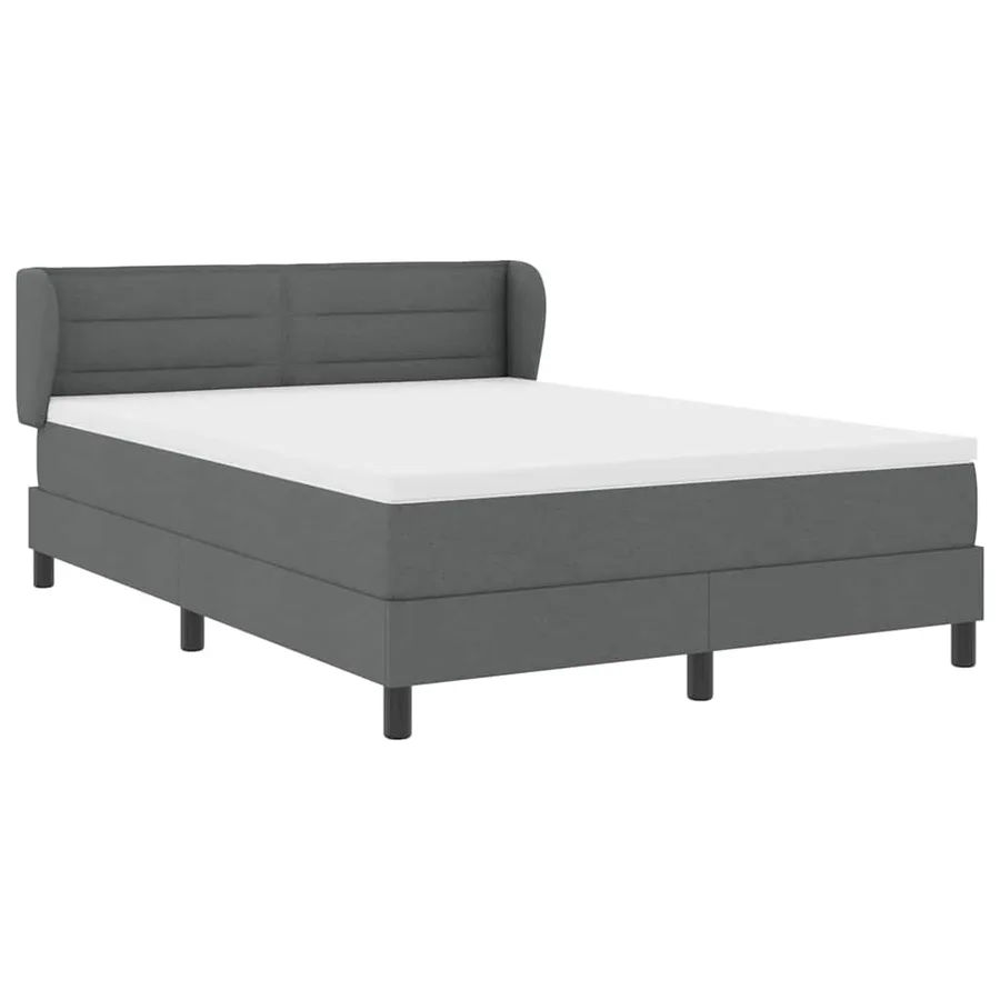 Lit à ressorts avec matelas Gris foncé 140 x 200 cm tissu - 6
